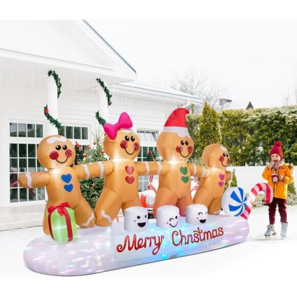 🆕10ft Christmas Inflatables 4 Gingerbread Men LED Yard Outdoor Decorations - Picture 6 of 7